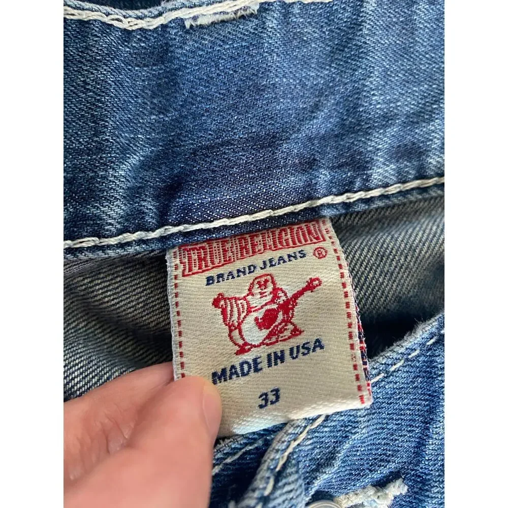 True Religion Jeans Mens Ricky Straight Denim Pockets 33